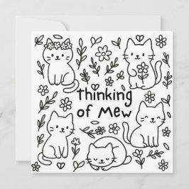 Minimal Cat Doodle Thinking of You Card カード