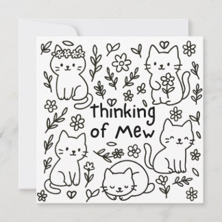 Minimal Cat Doodle Thinking of You Card カード