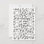 Minimal Cat Doodle Thinking of You Card サンキューカード (正面)