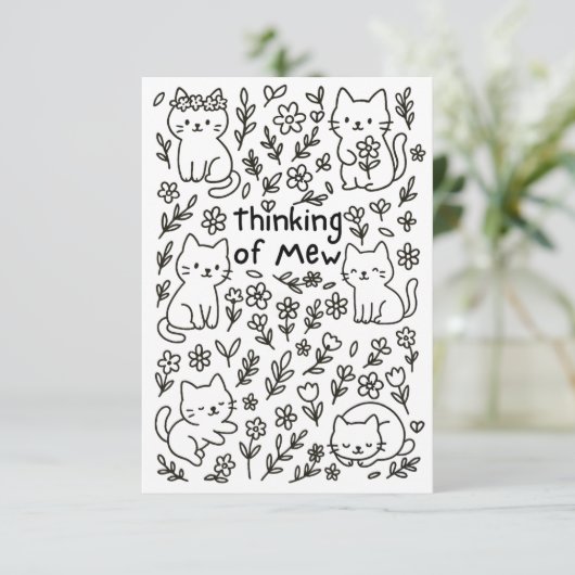 Minimal Cat Doodle Thinking of You Card サンキューカード (スタンド正面)
