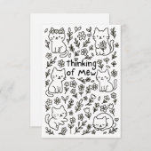 Minimal Cat Doodle Thinking of You Card サンキューカード (正面/裏面)