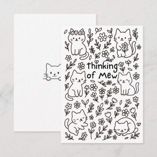 Minimal Cat Doodle Thinking of You Card サンキューカード (正面/裏面)
