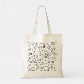 Minimal Cat Doodle Tote Bag Line Drawing Art トートバッグ (裏面)
