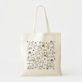 Minimal Cat Doodle Tote Bag Line Drawing Art トートバッグ