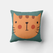 Minimal Cat Face Throw Pillow | Playful Kids Room  クッション (裏面)
