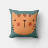 Minimal Cat Face Throw Pillow | Playful Kids Room  クッション (正面)