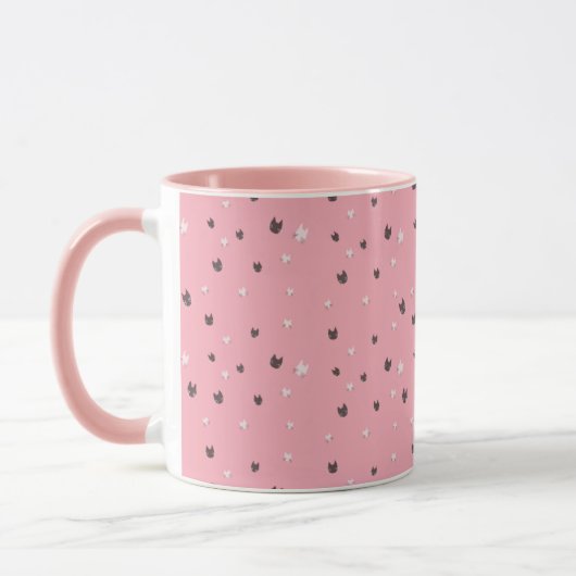 Minimal Cat Faces Pattern on Pink – Cute Pastel  マグカップ (左)