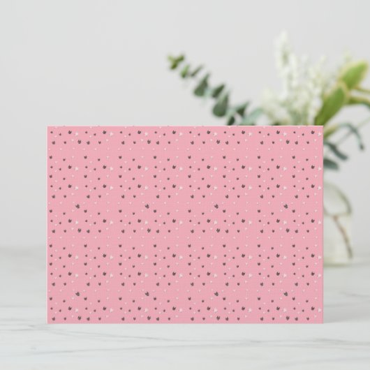 Minimal Cat Faces Pattern on Pink – Cute Pastel  招待状 (スタンド正面)