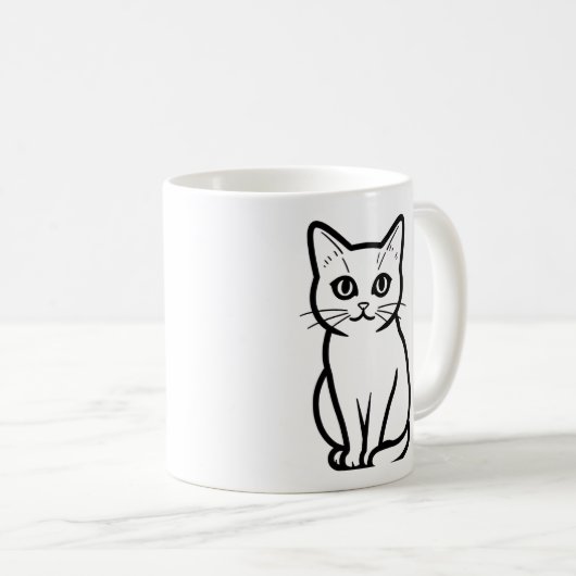 Minimal Cat Silhouette Cup コーヒーマグカップ (正面右)
