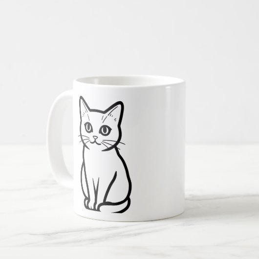 Minimal Cat Silhouette Cup コーヒーマグカップ (正面左)