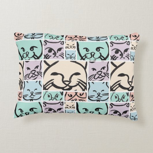 Minimal Cats Line Art Collage アクセントクッション (裏面)