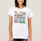 Minimal Cats Line Art Collage Tシャツ (正面)