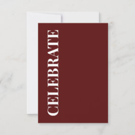 Minimal CELEBRATE | Deep Red Holiday Greeting カード