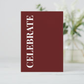Minimal CELEBRATE | Deep Red Holiday Greeting カード (スタンド正面)