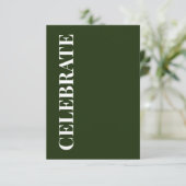 Minimal CELEBRATE | Forest Green Holiday Greeting カード (スタンド正面)