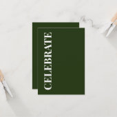 Minimal CELEBRATE | Forest Green Holiday Greeting カード (正面/裏面インサイチュ)