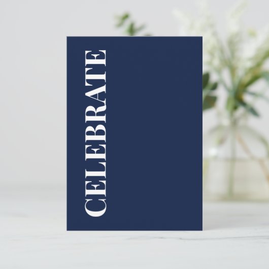 Minimal CELEBRATE | Navy Blue Holiday Greeting カード (スタンド正面)