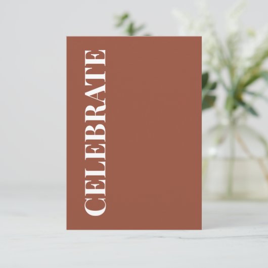 Minimal CELEBRATE | Terracotta Holiday Greeting カード (スタンド正面)