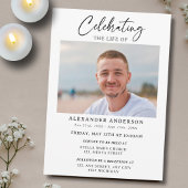 Minimal Celebration of Life Black White Funeral 招待状