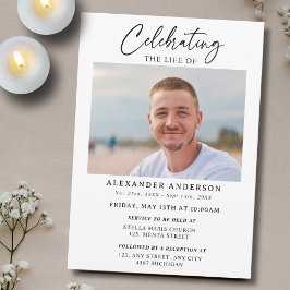Minimal Celebration of Life Black White Funeral 招待状