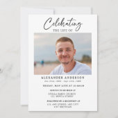 Minimal Celebration of Life Black White Funeral 招待状 (正面)