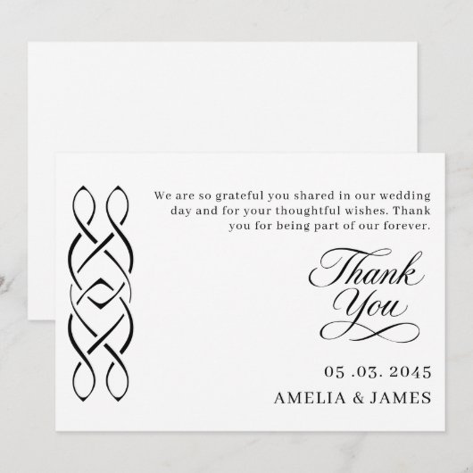 Minimal Celtic Knot Wedding Thank You Card サンキューカード (正面/裏面)