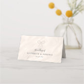 Minimal Champagne Pearl Bow Wedding Escort プレイスカード (裏面)