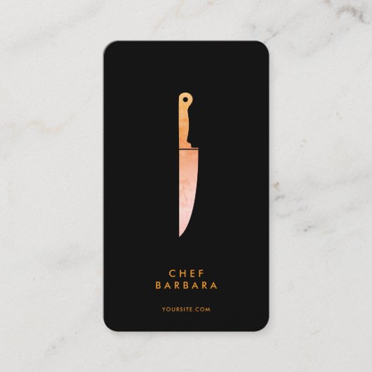 Minimal Chef Black Orange Knife Restaurant 名刺 (正面)