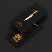 Minimal Chef Black Orange Knife Restaurant 名刺