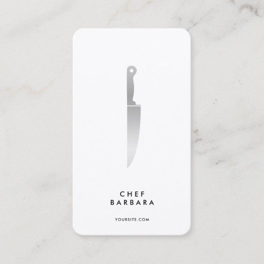 Minimal Chef Caterer Butcher Kitchen Knife White 名刺 (正面)