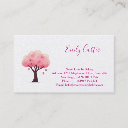 Minimal Cherry Blossom Trendy Business Card 名刺 (正面)