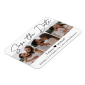 minimal chic 3 photo collage save the date magnet マグネット (左側)