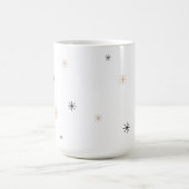 Minimal Chic Black + Gold Customizable Snowflake コーヒーマグカップ (中央)