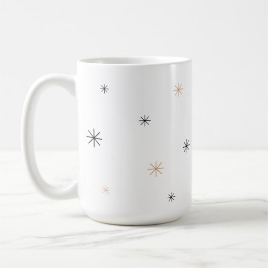 Minimal Chic Black + Gold Customizable Snowflake コーヒーマグカップ (左)