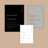 Minimal & Chic Black Modern Simple Wedding 招待状