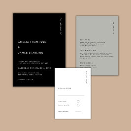 Minimal & Chic Black Modern Simple Wedding 招待状