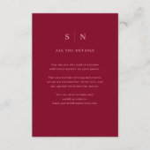 Minimal Chic Burgundy Pink | Wedding Guest Details エンクロージャーカード (正面)