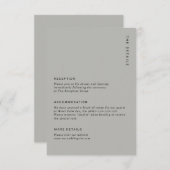 Minimal & Chic Grey Modern Simple Wedding Details エンクロージャーカード (正面/裏面)