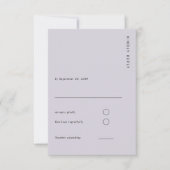 Minimal & Chic Lavender Modern Simple Wedding 出欠カード (正面)