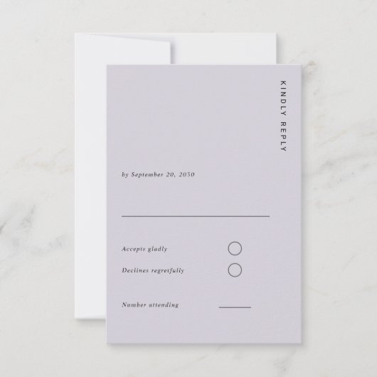 Minimal & Chic Lavender Modern Simple Wedding 出欠カード (正面)