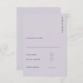 Minimal & Chic Lavender Modern Simple Wedding 出欠カード (正面/裏面)
