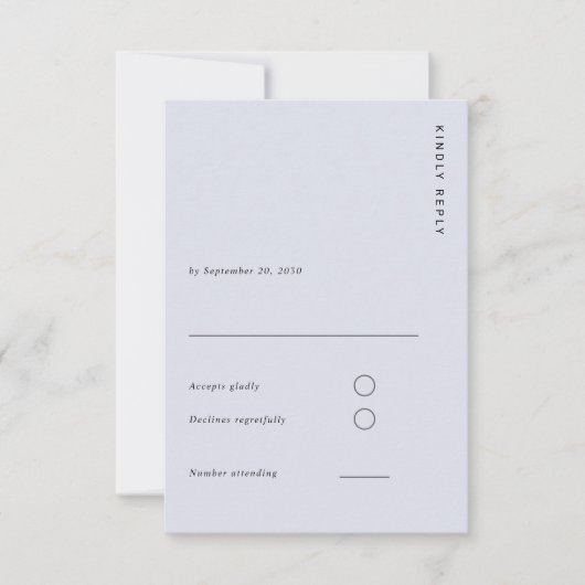 Minimal & Chic Light Blue Modern Simple Wedding 出欠カード (正面)