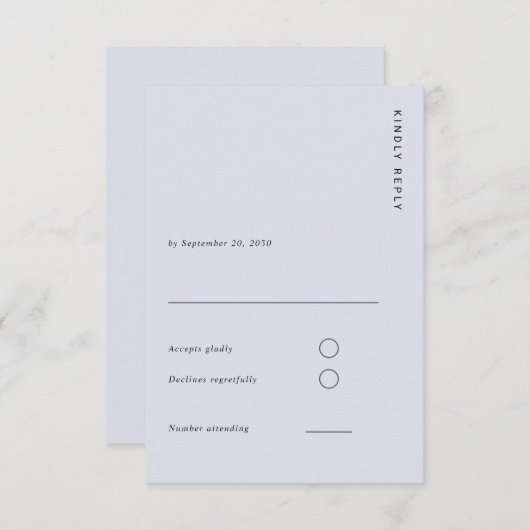 Minimal & Chic Light Blue Modern Simple Wedding 出欠カード (正面/裏面)