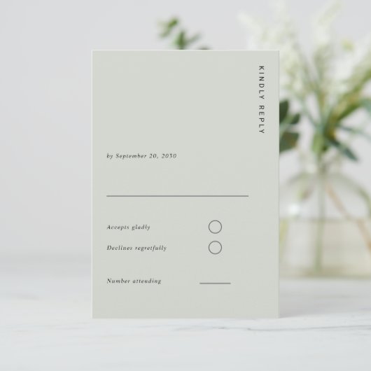 Minimal & Chic Light Sage Modern Simple Wedding 出欠カード (スタンド正面)