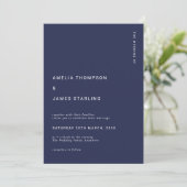 Minimal & Chic Navy Blue Modern Simple Wedding 招待状 (スタンド正面)