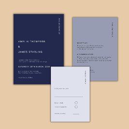 Minimal & Chic Navy Blue Modern Simple Wedding 招待状
