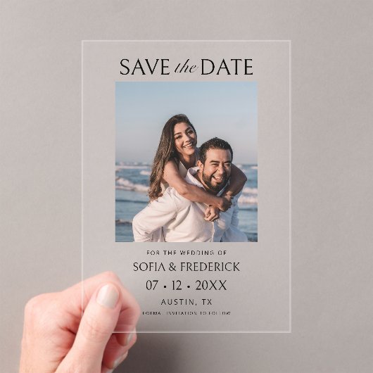Minimal Chic Photo Wedding Save the Date Card アクリル招待状 (インサイチュ (ポータブル))