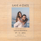 Minimal Chic Photo Wedding Save the Date Card アクリル招待状 (正面)