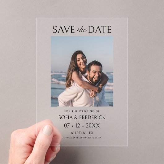 Minimal Chic Photo Wedding Save the Date Card アクリル招待状