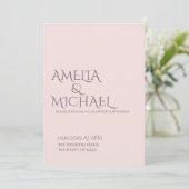 Minimal Chic Prune and Blush Wedding Invitation 招待状 (スタンド正面)